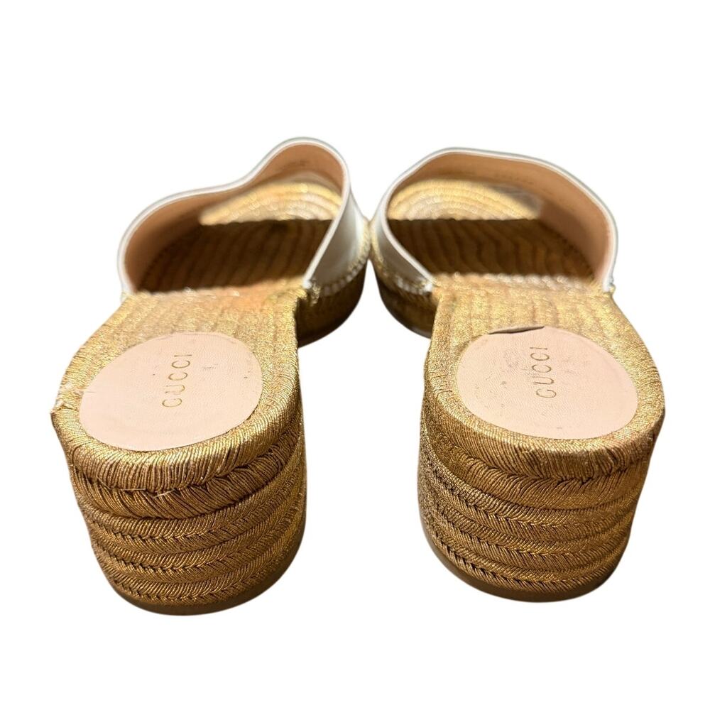 Gucci GG Marmont Platform Slide Sandals 40 Gold Espadrille 655820 - Picture 7 of 9